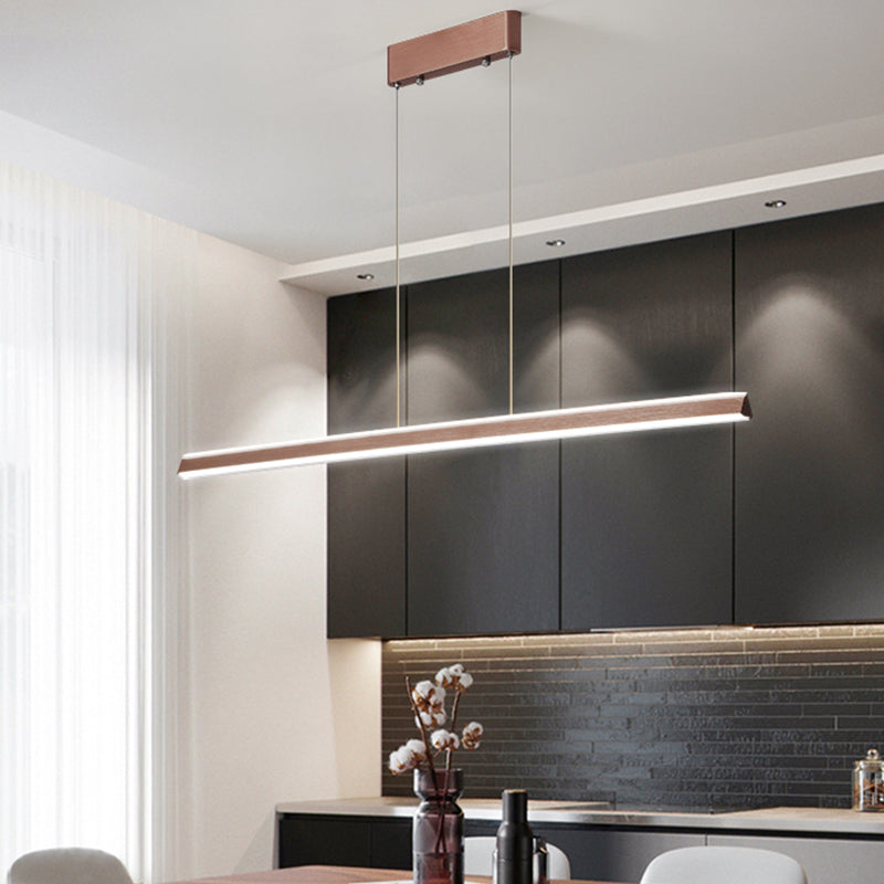 Modern Metal Island Lamps Linear 2-Head Restaurant Pendant Lights with Acrylic Shade