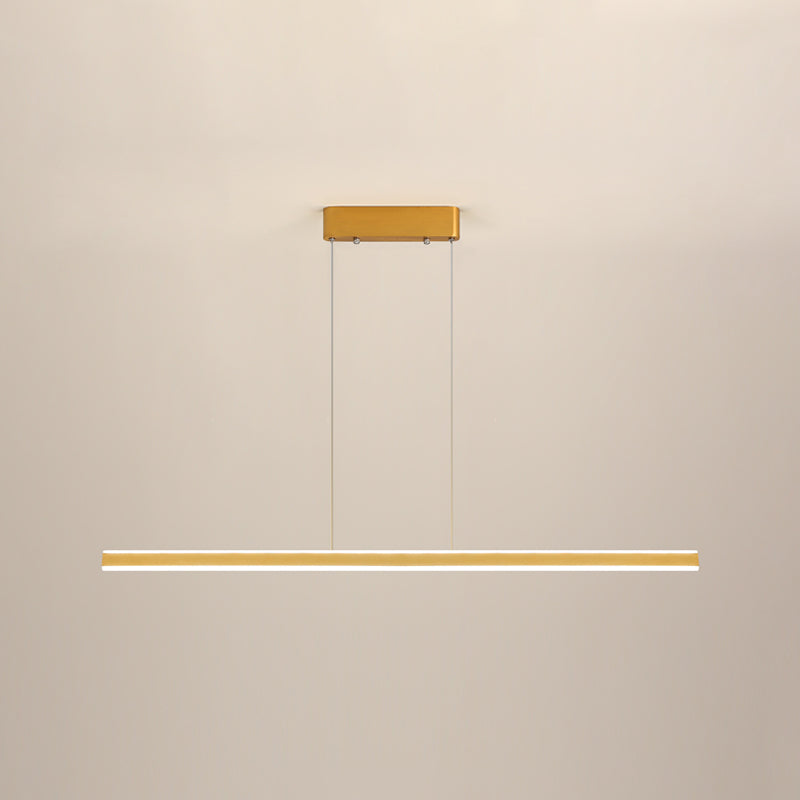 Modern Metal Island Lamps Linear 2-Head Restaurant Pendant Lights with Acrylic Shade