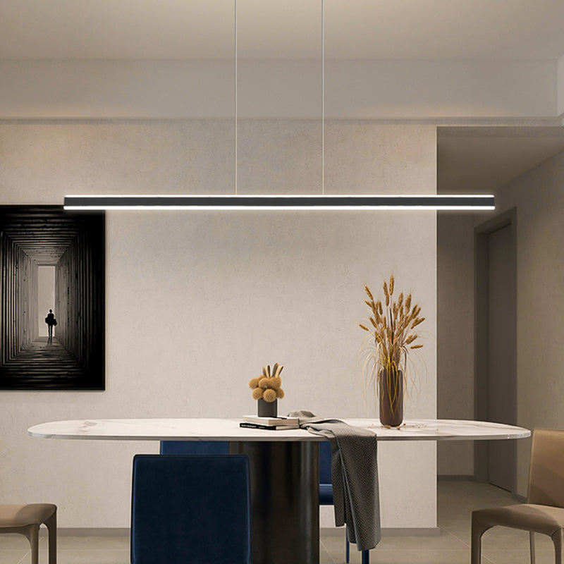 Modern Metal Island Lamps Linear 2-Head Restaurant Pendant Lights with Acrylic Shade