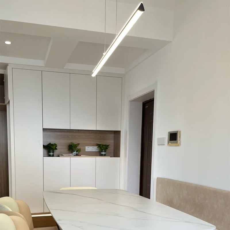 Modern Metal Island Lamps Linear 2-Head Restaurant Pendant Lights with Acrylic Shade