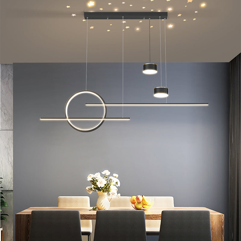 Contemporary Style Linear Island Lighting Metal 5 Light Island Pendant Lights