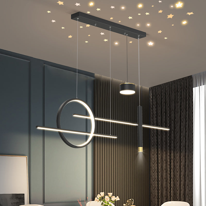 Contemporary Style Linear Island Lighting Metal 5 Light Island Pendant Lights