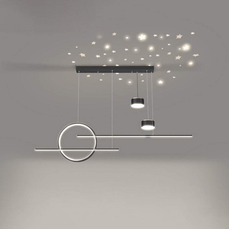 Contemporary Style Linear Island Lighting Metal 5 Light Island Pendant Lights