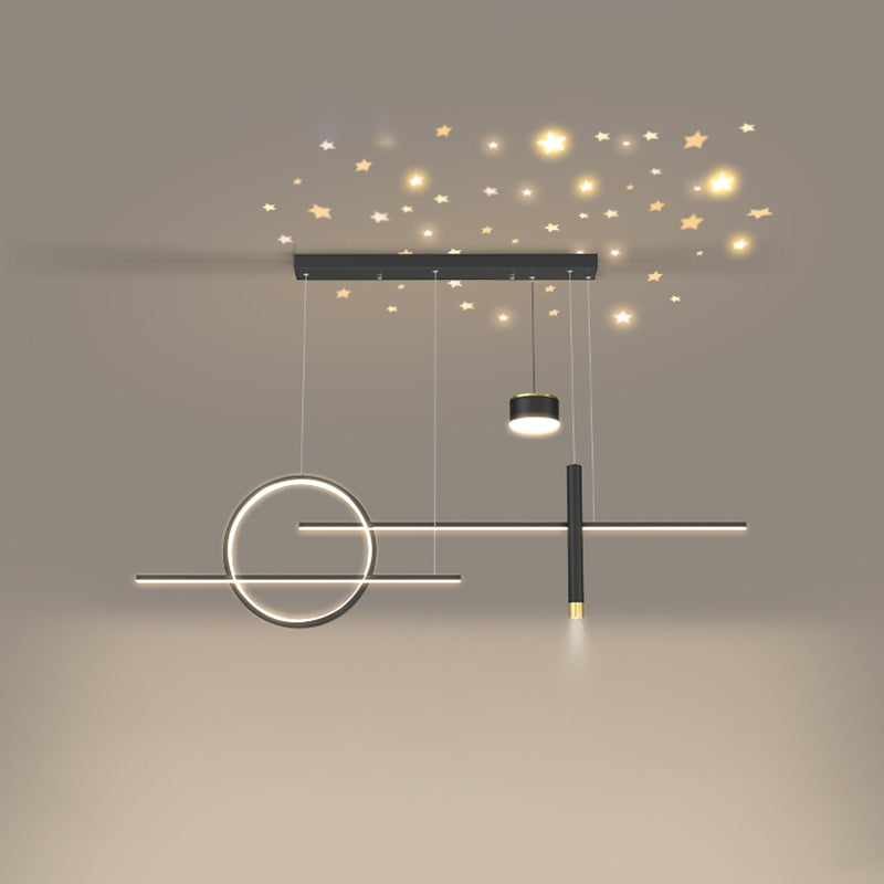 Contemporary Style Linear Island Lighting Metal 5 Light Island Pendant Lights