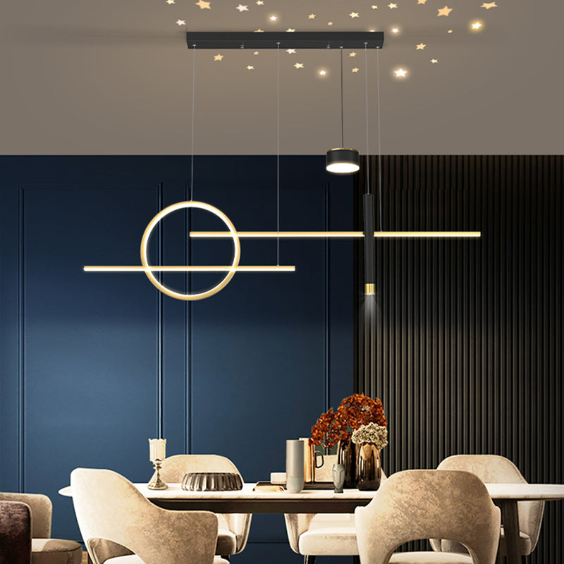 Contemporary Style Linear Island Lighting Metal 5 Light Island Pendant Lights