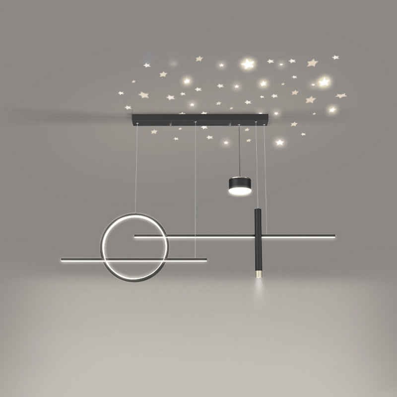 Contemporary Style Linear Island Lighting Metal 5 Light Island Pendant Lights