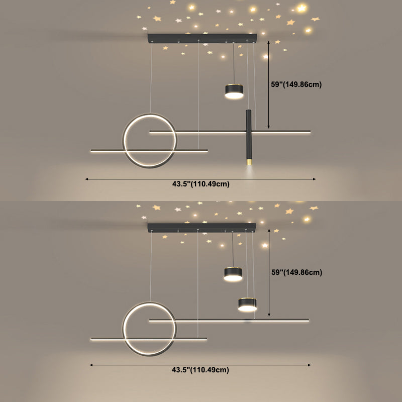 Contemporary Style Linear Island Lighting Metal 5 Light Island Pendant Lights