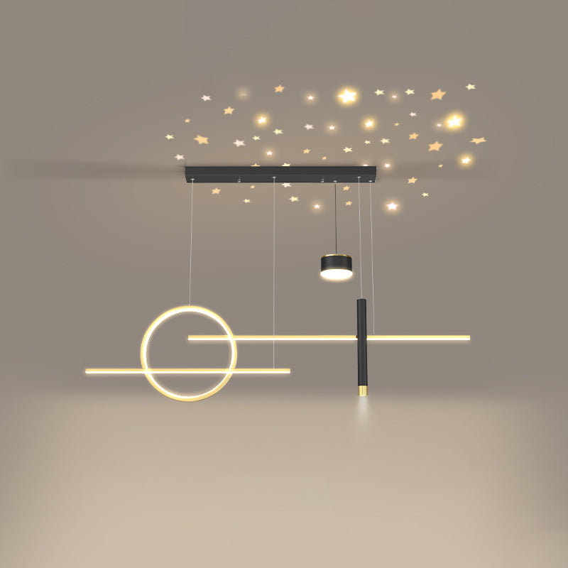 Contemporary Style Linear Island Lighting Metal 5 Light Island Pendant Lights