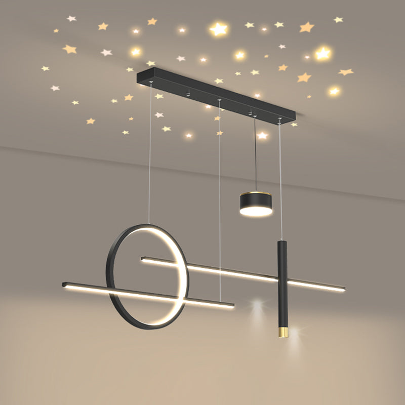 Contemporary Style Linear Island Lighting Metal 5 Light Island Pendant Lights