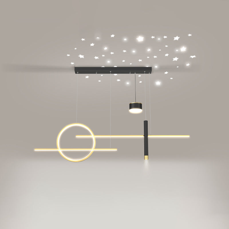 Contemporary Style Linear Island Lighting Metal 5 Light Island Pendant Lights