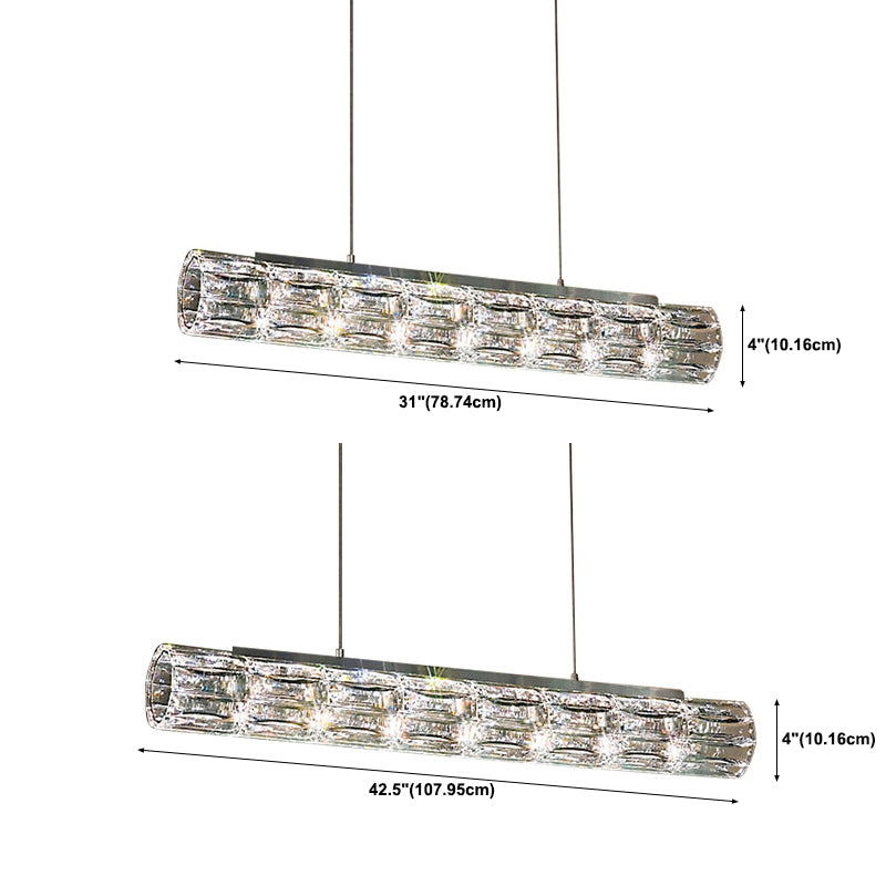 Contemporary Style Linear Shape Island Light Crystal Island Lighting in Transparent