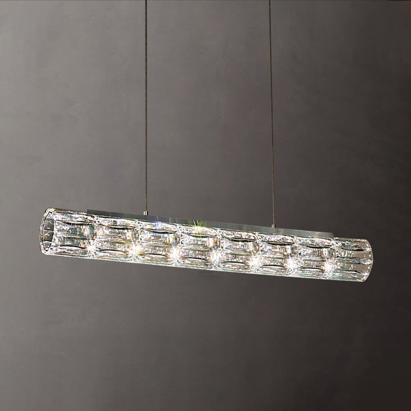 Contemporary Style Linear Shape Island Light Crystal Island Lighting in Transparent