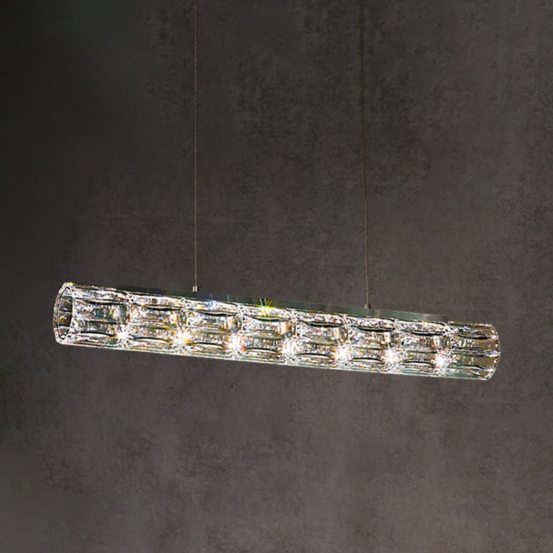 Contemporary Style Linear Shape Island Light Crystal Island Lighting in Transparent