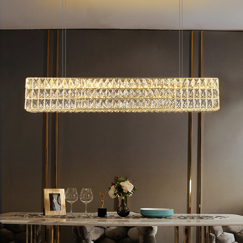 Contemporary Style Rectangle Shape Island Light Crystal 1 Light Island Lighting