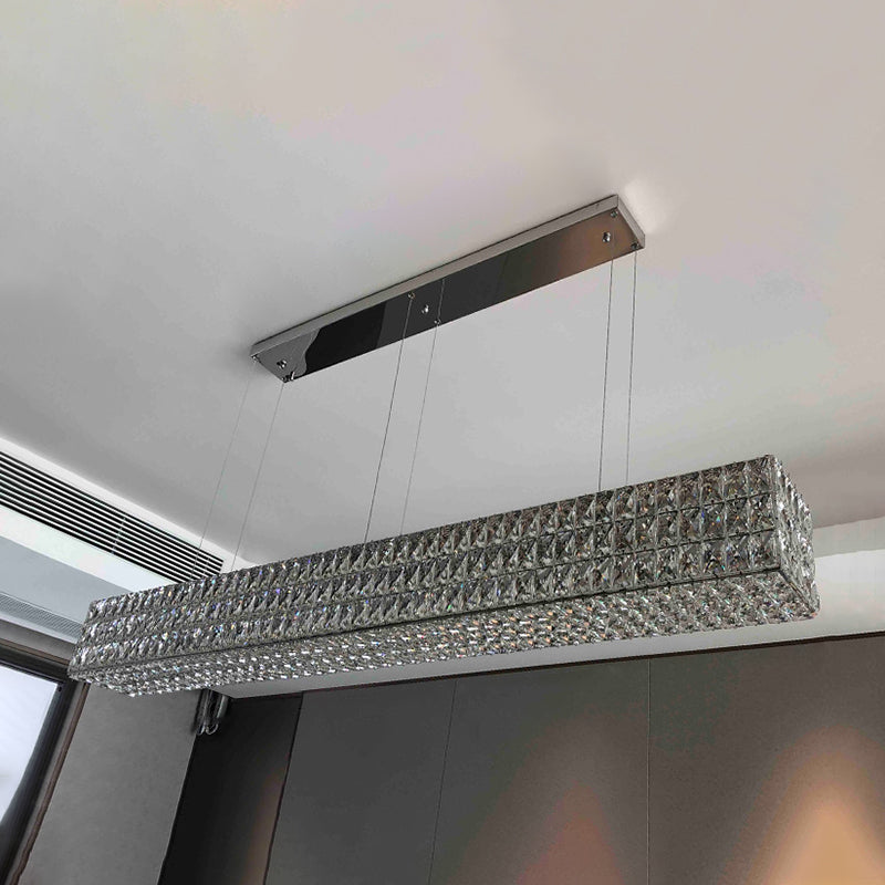 Contemporary Style Rectangle Shape Island Light Crystal 1 Light Island Lighting