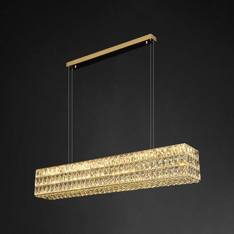 Contemporary Style Rectangle Shape Island Light Crystal 1 Light Island Lighting