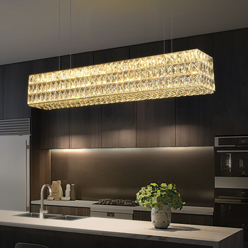 Contemporary Style Rectangle Shape Island Light Crystal 1 Light Island Lighting