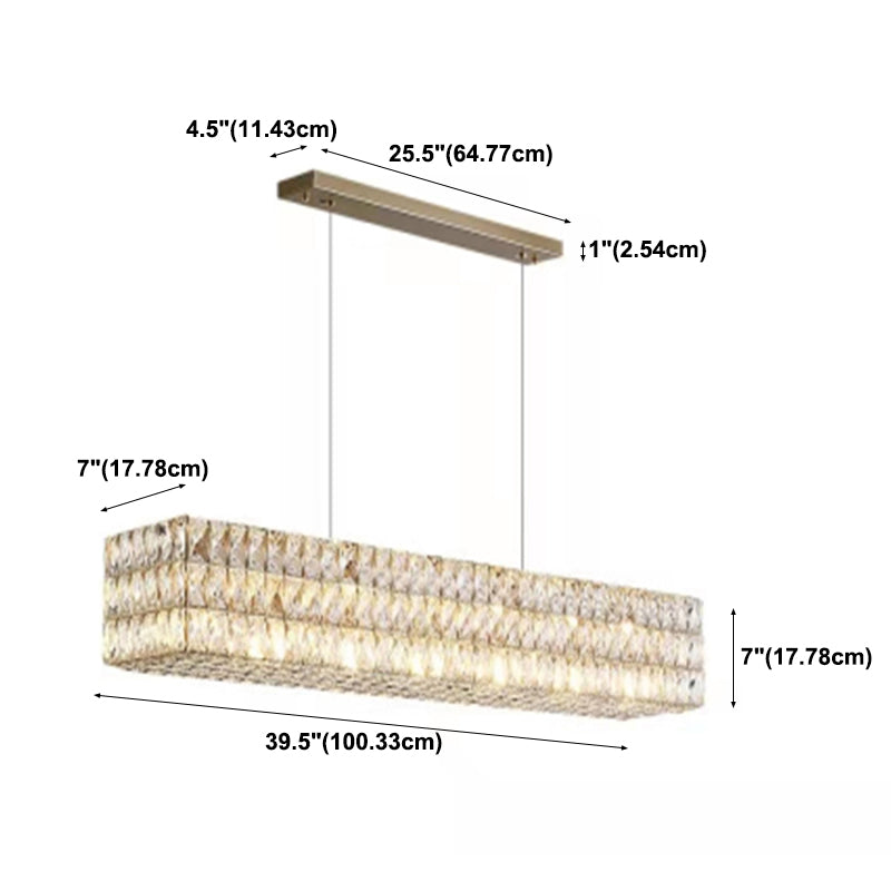 Contemporary Style Rectangle Shape Island Light Crystal 1 Light Island Lighting