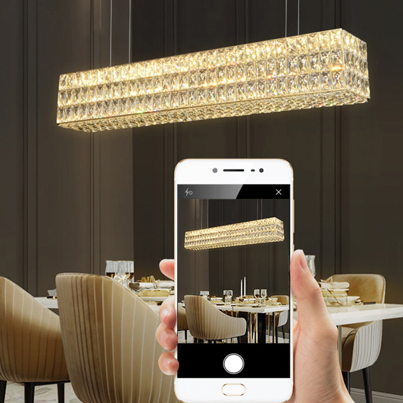 Contemporary Style Rectangle Shape Island Light Crystal 1 Light Island Lighting