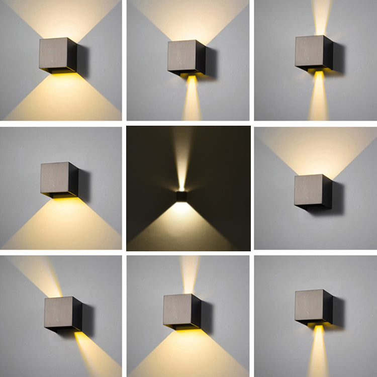 Modern Aluminum Wall Light Cube Shape 2 Lights LED Wall Washer for Outdoors
