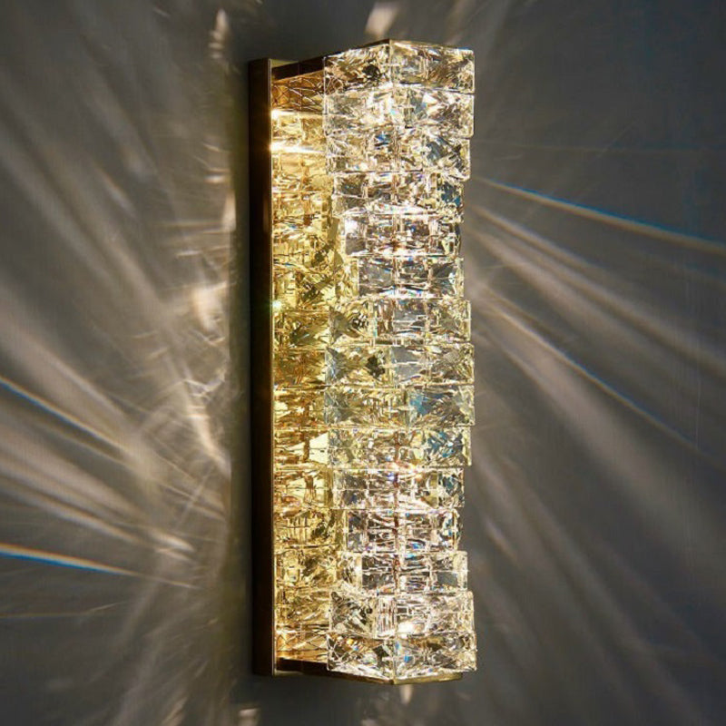 Nordic Metal Wall Light Geometric Silver Wall Sconce with Crystal for Bedroom