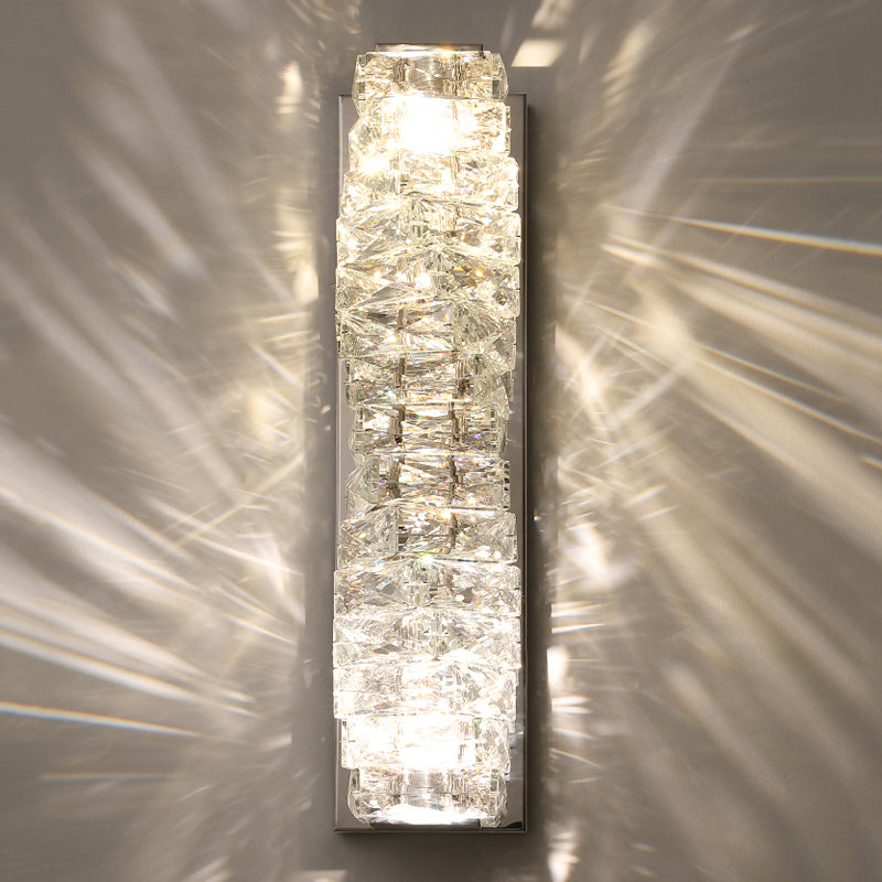 Nordic Metal Wall Light Geometric Silver Wall Sconce with Crystal for Bedroom