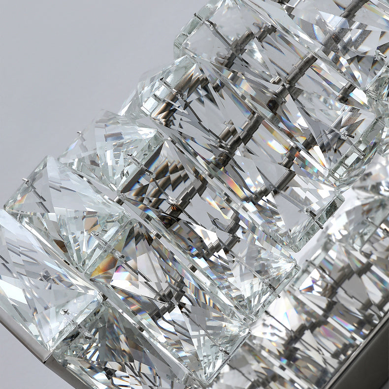 Nordic Metal Wall Light Geometric Silver Wall Sconce with Crystal for Bedroom