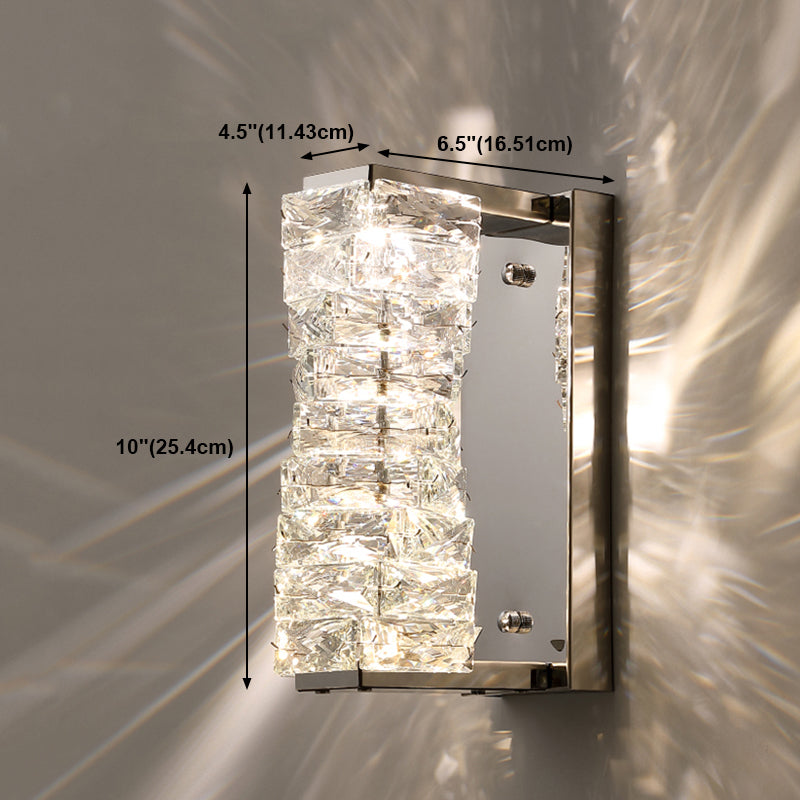 Nordic Metal Wall Light Geometric Silver Wall Sconce with Crystal for Bedroom