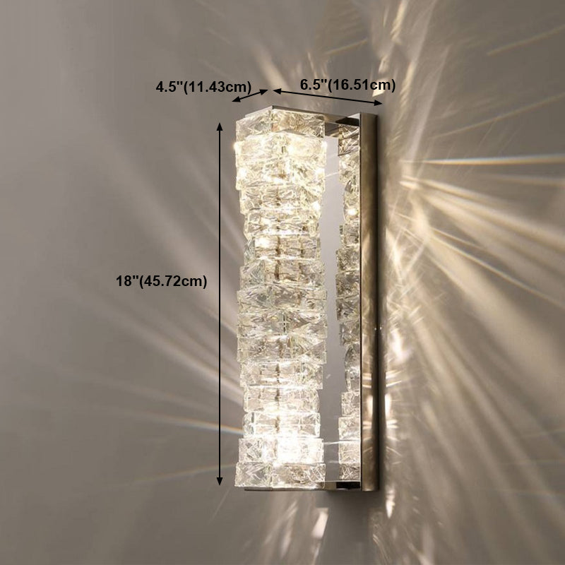 Nordic Metal Wall Light Geometric Silver Wall Sconce with Crystal for Bedroom