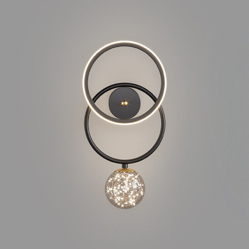 Round Shape Glass Wall Light Modern Style 2 Lights Wall Mount Light