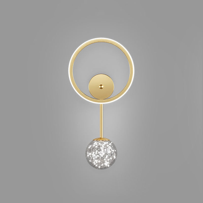 Round Shape Glass Wall Light Modern Style 2 Lights Wall Mount Light