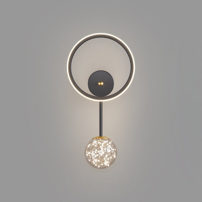 Round Shape Glass Wall Light Modern Style 2 Lights Wall Mount Light