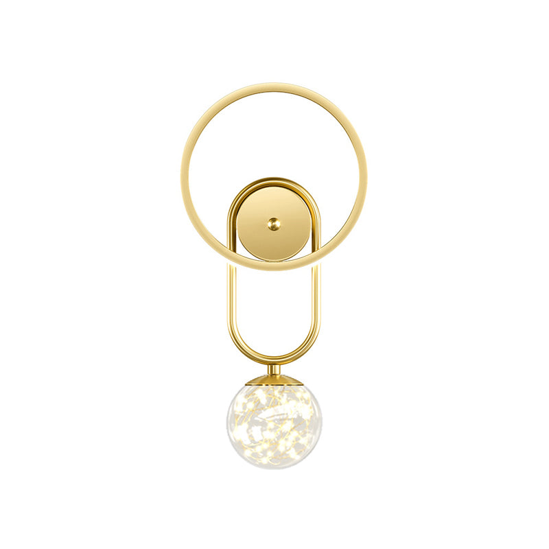 Round Shape Glass Wall Light Modern Style 2 Lights Wall Mount Light