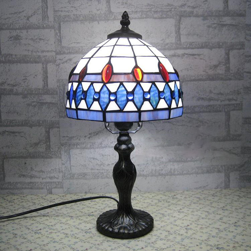 Tiffany Style Table Lamp 1-Light Desk Lamp with Glass Shade for Living Room
