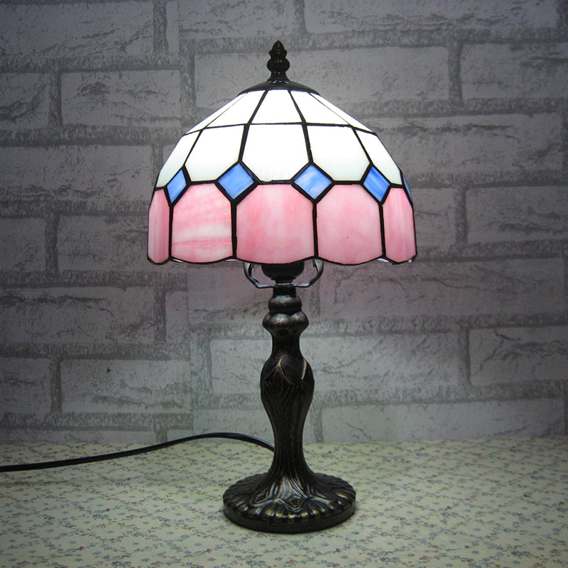 Tiffany Style Table Lamp 1-Light Desk Lamp with Glass Shade for Living Room