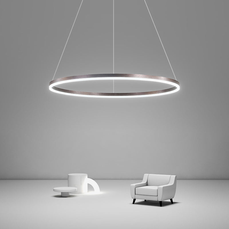 Modern Aluminum Ceiling Hung Fixture Brown Circle Down Lighting Pendant