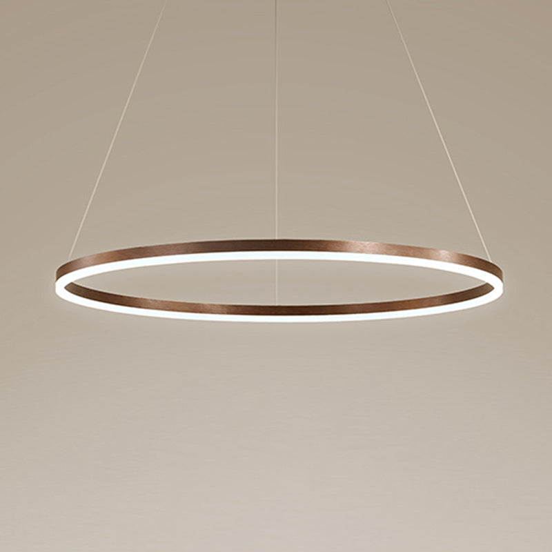 Modern Aluminum Ceiling Hung Fixture Brown Circle Down Lighting Pendant