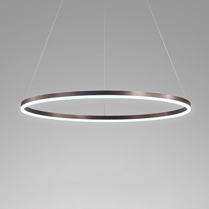 Modern Aluminum Ceiling Hung Fixture Brown Circle Down Lighting Pendant