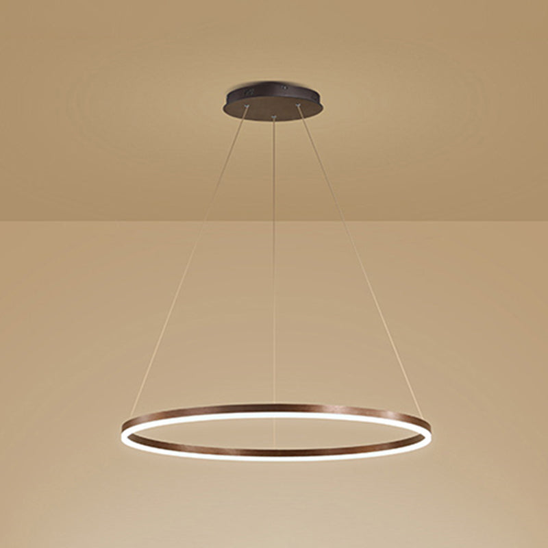 Modern Aluminum Ceiling Hung Fixture Brown Circle Down Lighting Pendant