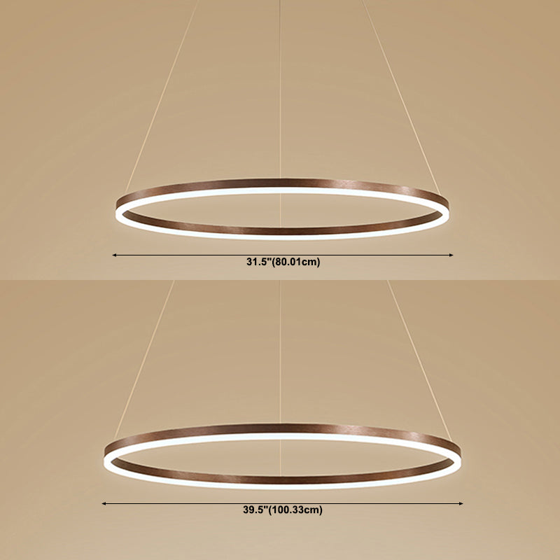 Modern Aluminum Ceiling Hung Fixture Brown Circle Down Lighting Pendant