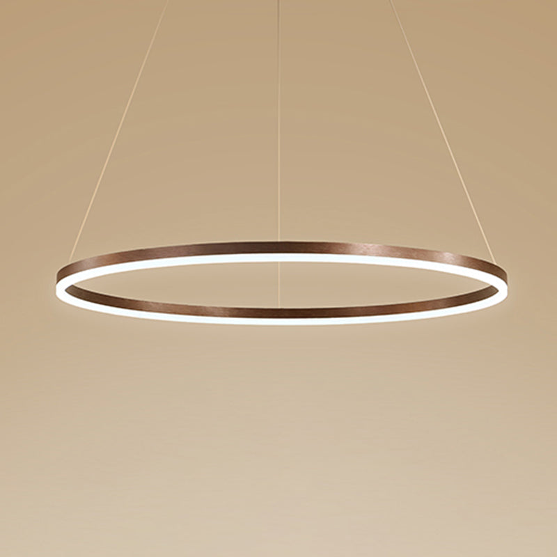 Modern Aluminum Ceiling Hung Fixture Brown Circle Down Lighting Pendant
