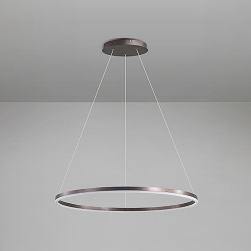 Modern Aluminum Ceiling Hung Fixture Brown Circle Down Lighting Pendant