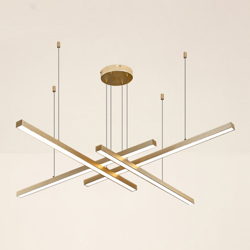 Modern Style Chandelier Lighting Fixtures Metal Linear Hanging Chandelier