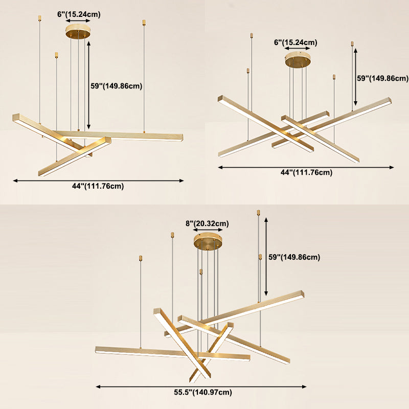 Modern Style Chandelier Lighting Fixtures Metal Linear Hanging Chandelier