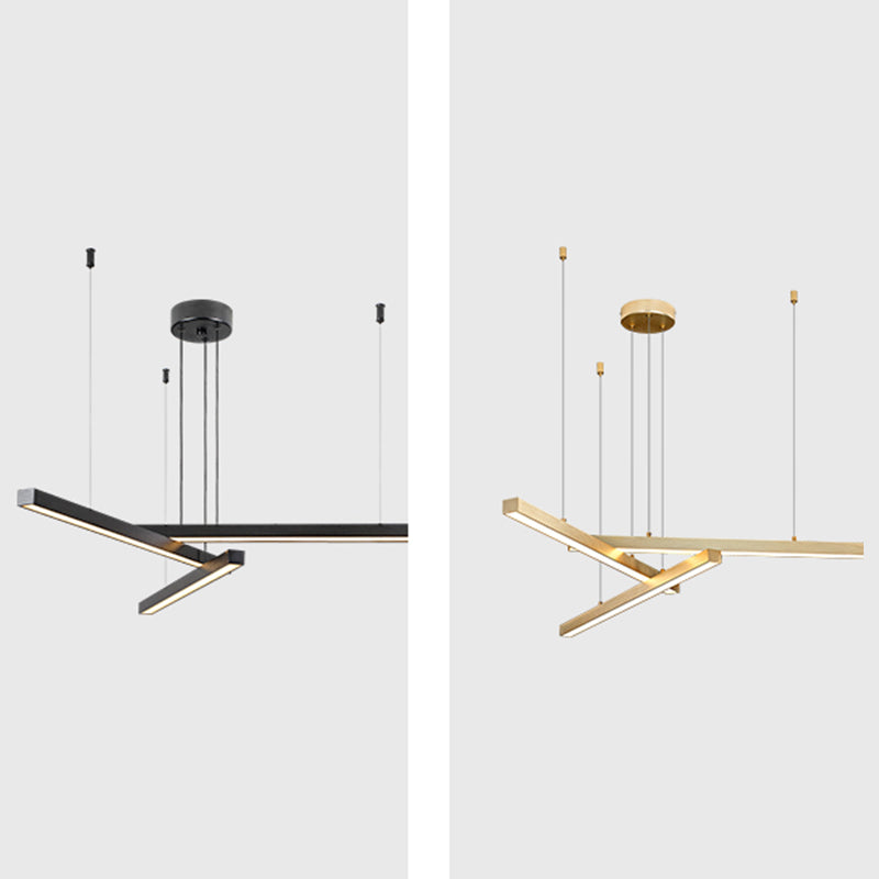Modern Style Chandelier Lighting Fixtures Metal Linear Hanging Chandelier