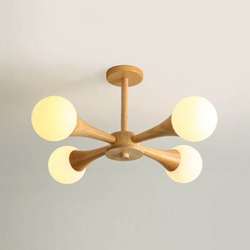 Nordic Sputnik Ceiling Chandelier Wooden Dining Room Suspension Light
