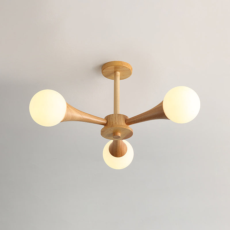 Nordic Sputnik Ceiling Chandelier Wooden Dining Room Suspension Light