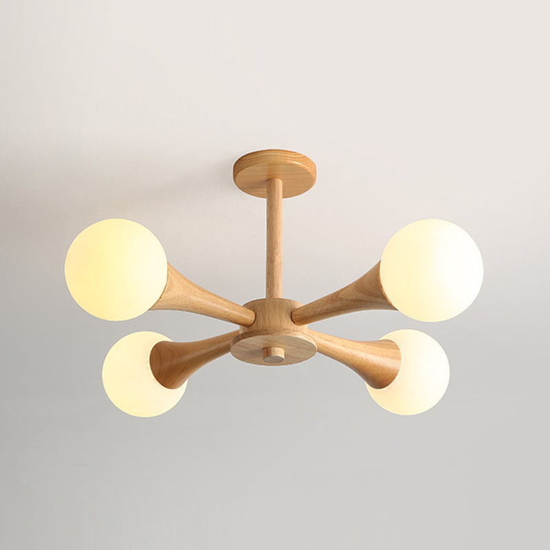 Nordic Sputnik Ceiling Chandelier Wooden Dining Room Suspension Light