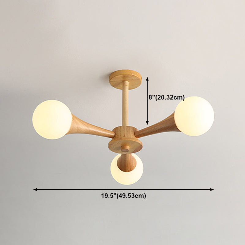 Nordic Sputnik Ceiling Chandelier Wooden Dining Room Suspension Light