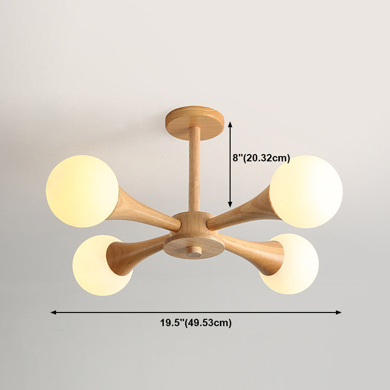 Nordic Sputnik Ceiling Chandelier Wooden Dining Room Suspension Light